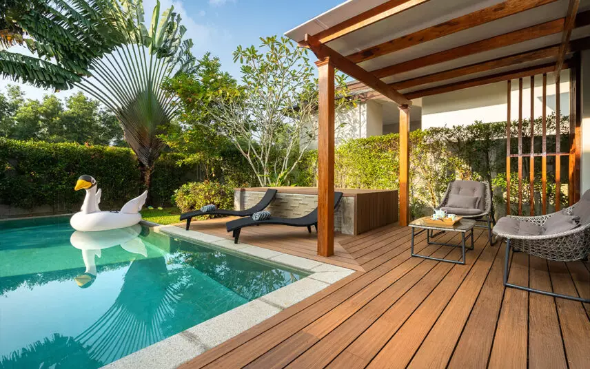 Terrasse mit dekofloor PVC-Terrassendielen in Holzoptik